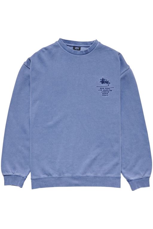 Stussy Mens City Stack Crew Sweaters Blue - PGXBE0798